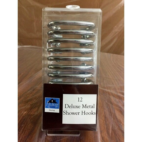 Deluxe Metal Shower Hooks 12 Silver Colored Metal Ball Hooks Living Home New - Picture 1 of 6
